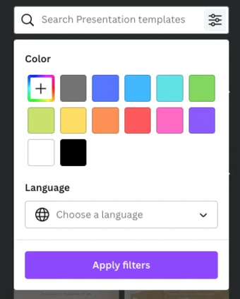 Professional Canva Presentation - filtering based on the color scheme 