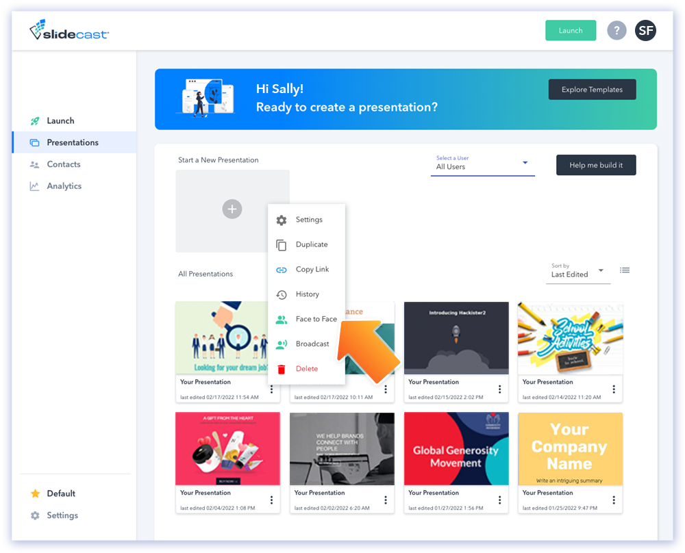 Slidecast Face-to-Face Presentations