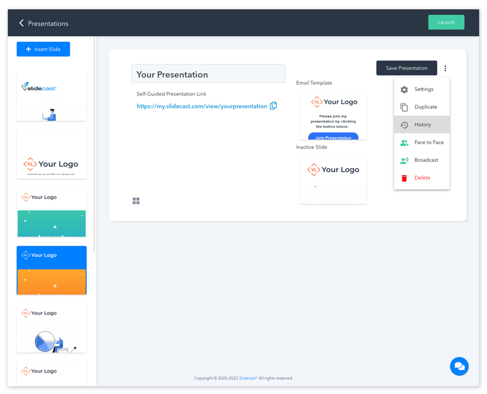 View Slidecast Presentation History