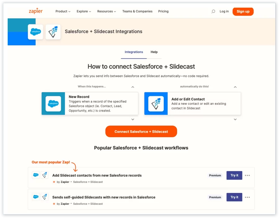 Connect Salesforce and Slidecast
